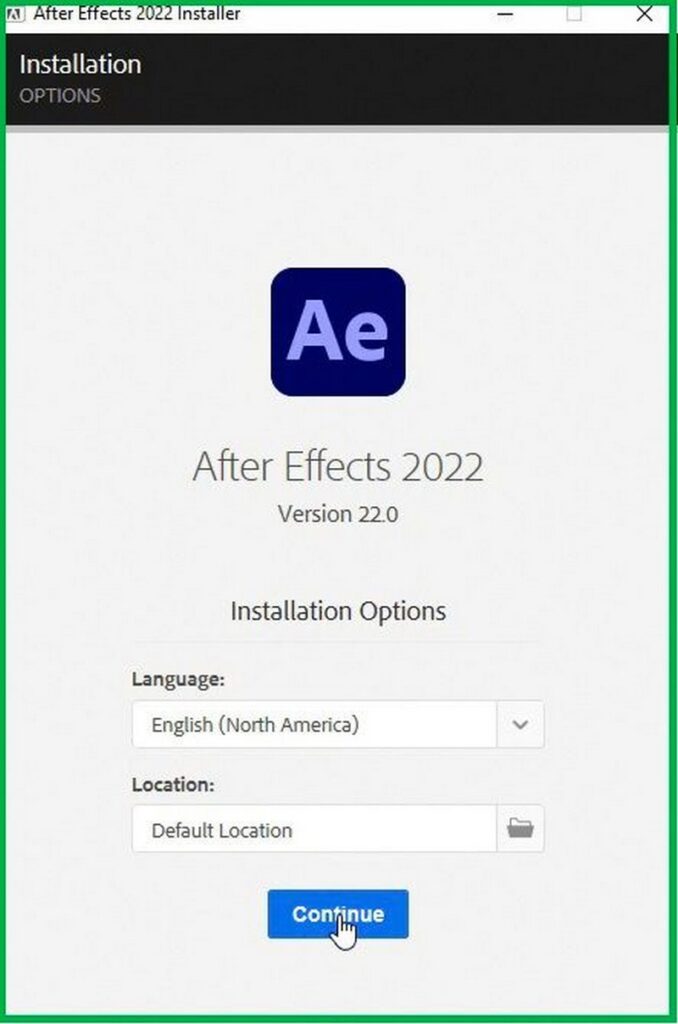 adobe after effects 2022 nhan continue