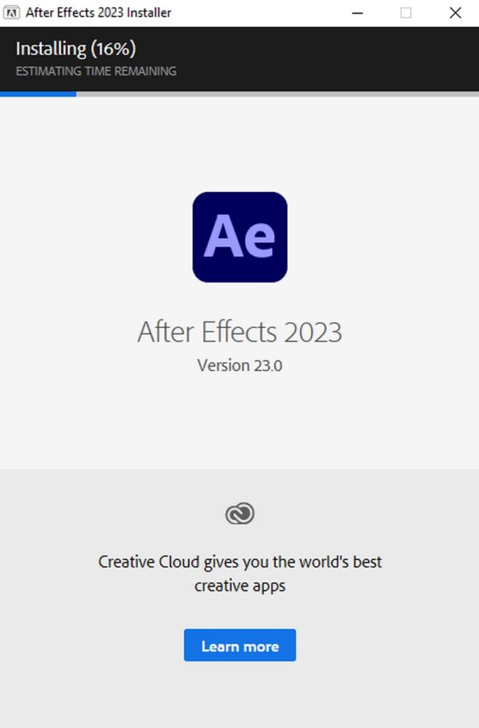 adobe after effects 2023 ban chi can cho doi trong vai phut