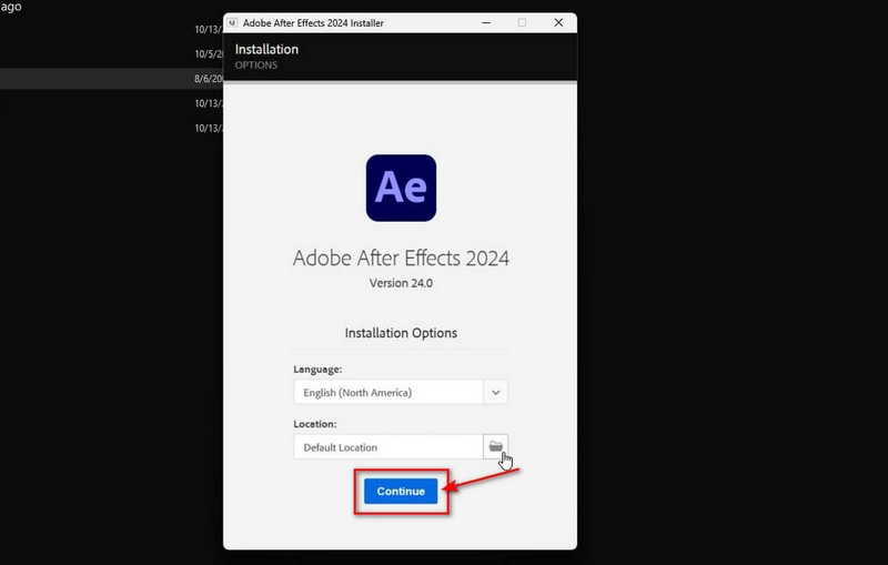 adobe after effects 2024 ban hay chon continue