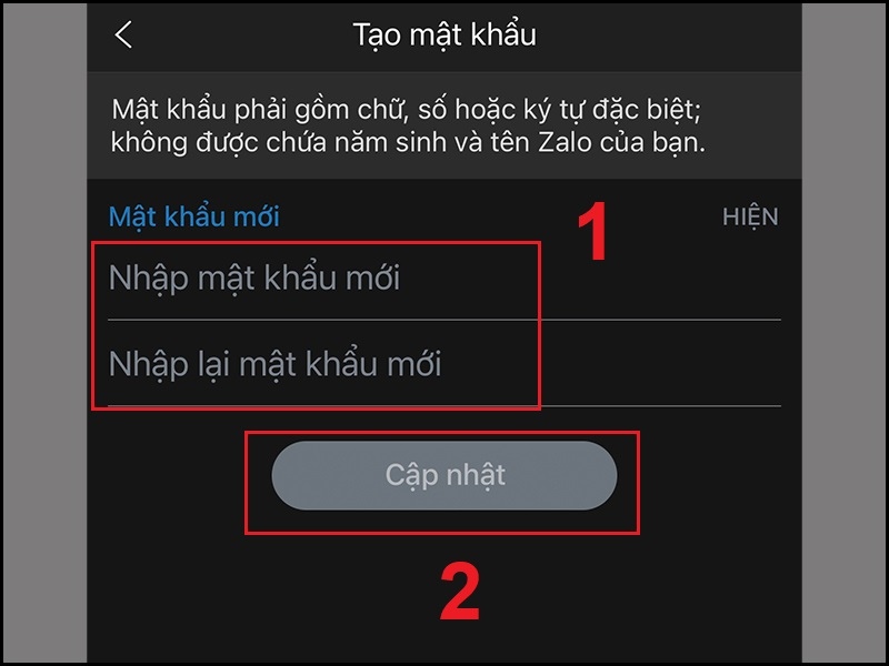 Lập mật khẩu mới giúp bạn tăng độ bảo mật cho account