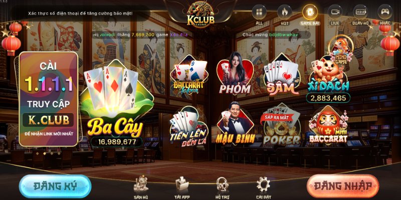 Top trò chơi game bài KClub được ưa chuộng hiện nay